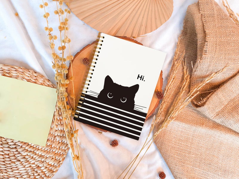 OXW Cat Notebook Journal اللوازم المدرسية الجمالية العودة إلى المدرسة دفاتر الملاحظات للفتيات في المدارس ملاحظة تدوين دفتر ملاحظات بغلاف مقوى للكلية 5.5 × 8.3 - Image 2